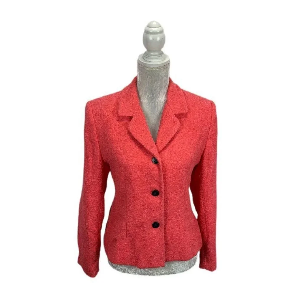 Karen Scott Salmon Boucle Blazer 3 Buttons Size‎ 8